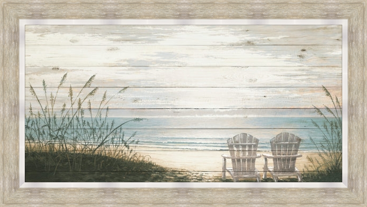 Beach Chairs on Wood Panel