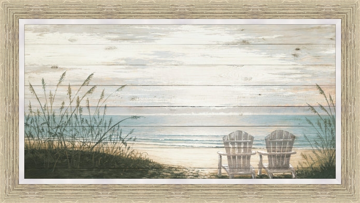 Beach Chairs on Wood Panel