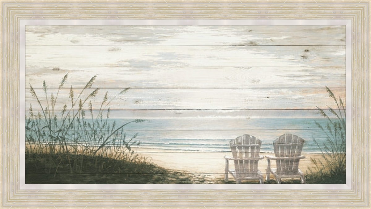 Beach Chairs on Wood Panel